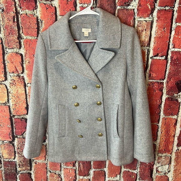 J.Crew Women's Gray Wool Blend Pea Coat Size 4 - Picture 1 of 14